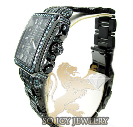 Ladies joe rodeo black stainless steel madison blue diamond watch 13.50ct jrmd35