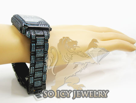 Ladies joe rodeo black stainless steel madison blue diamond watch 13.50ct jrmd35