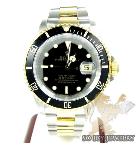 Mens rolex two tone steel & 18k yellow gold submariner watch 