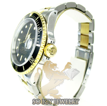 Mens rolex two tone steel & 18k yellow gold submariner watch 