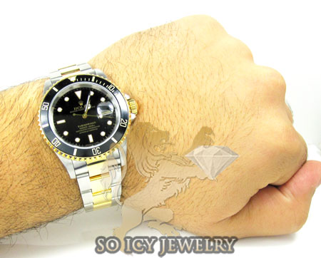 Mens rolex two tone steel & 18k yellow gold submariner watch 
