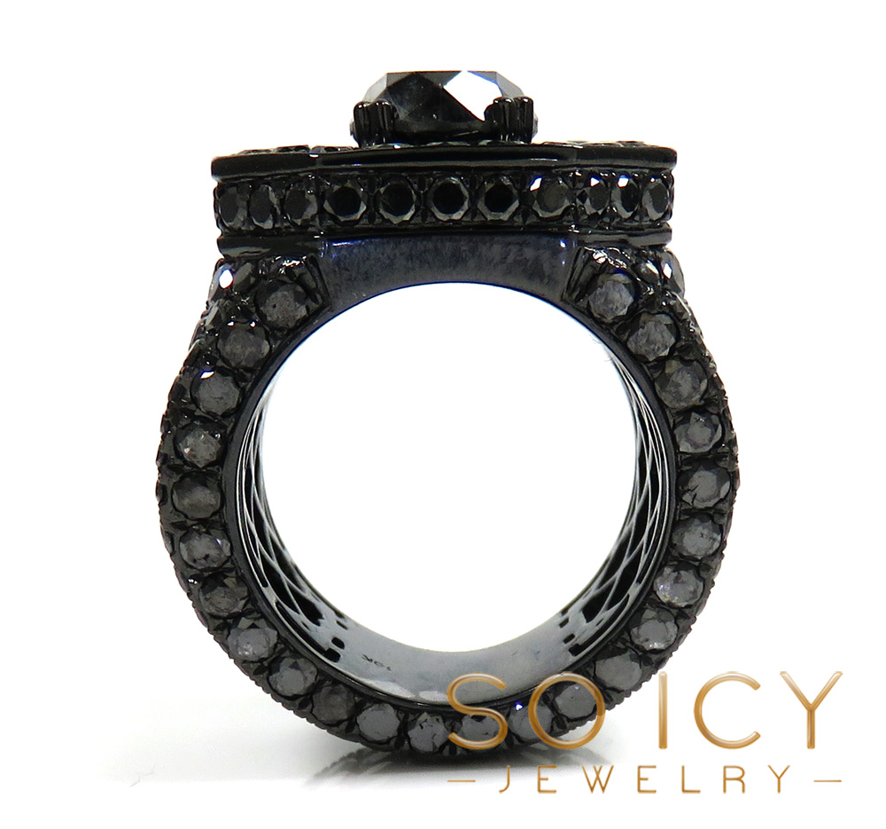 Mens 10k black gold black diamond xl ring 19.60ct - Image 2