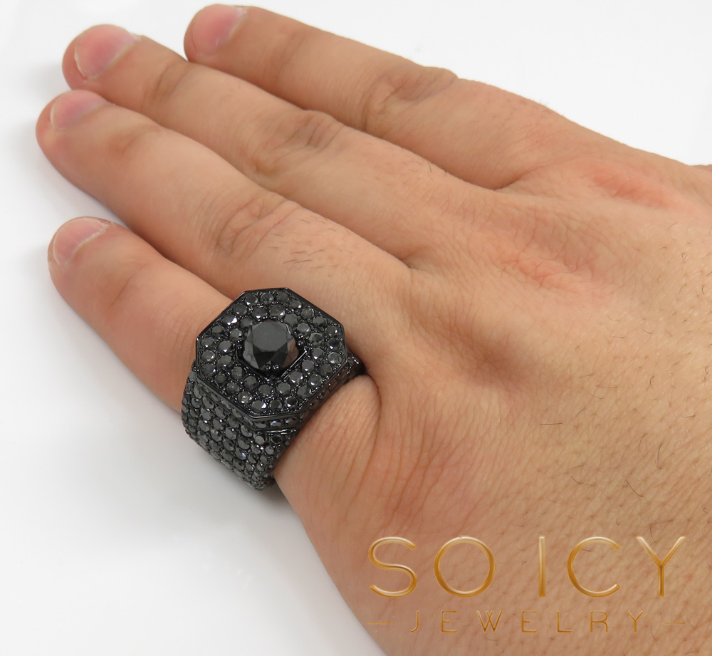 Mens 10k black gold black diamond xl ring 19.60ct - Image 5