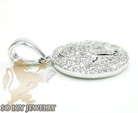 14k white gold round diamond chai jewish pendant 0.61ct