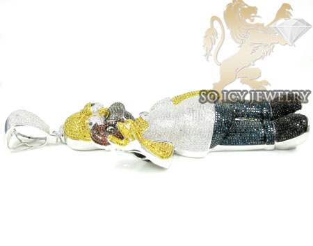 10k white gold multi colored diamond cartoon pendant 26.02ct - Image 4