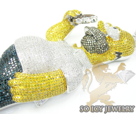 10k white gold multi colored diamond cartoon pendant 26.02ct - Image 7