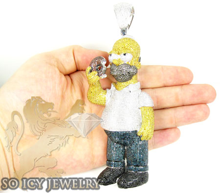 10k white gold multi colored diamond cartoon pendant 26.02ct - Image 9