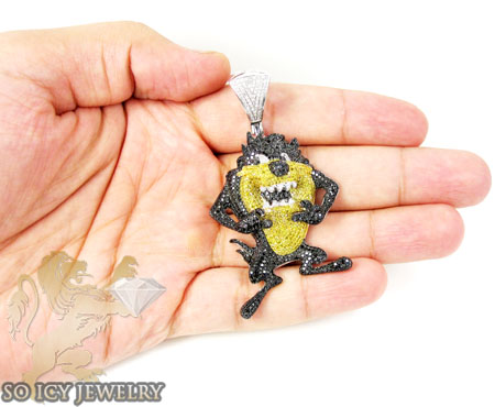 Taz mania devil 10k white gold diamond pendant 7.50ct - Image 6