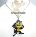 Taz mania devil 10k white gold diamond pendant 7.50ct