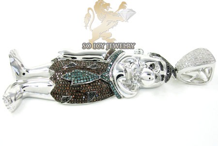 Fred flintstone 10k white gold diamond pendant 4.50ct