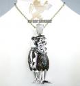Fred flintstone 10k white gold diamond pendant 4.50ct