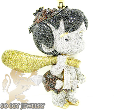 Flintstone bam bam 10k yellow gold diamond pendant 10.00ct