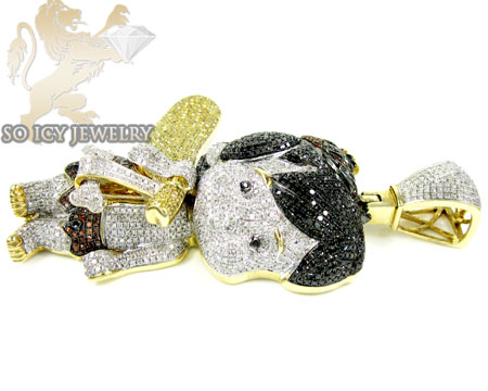 Flintstone bam bam 10k yellow gold diamond pendant 10.00ct