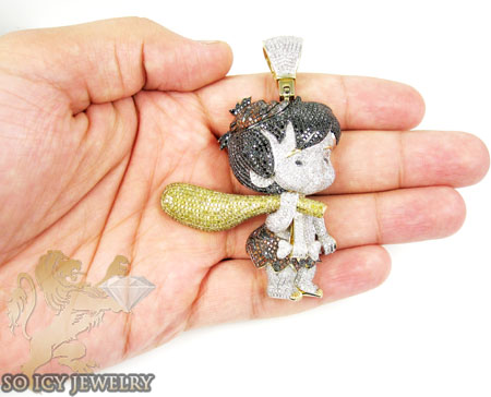 Flintstone bam bam 10k yellow gold diamond pendant 10.00ct - Image 6