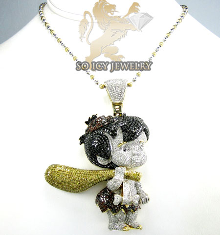Flintstone bam bam 10k yellow gold diamond pendant 10.00ct - Image 7