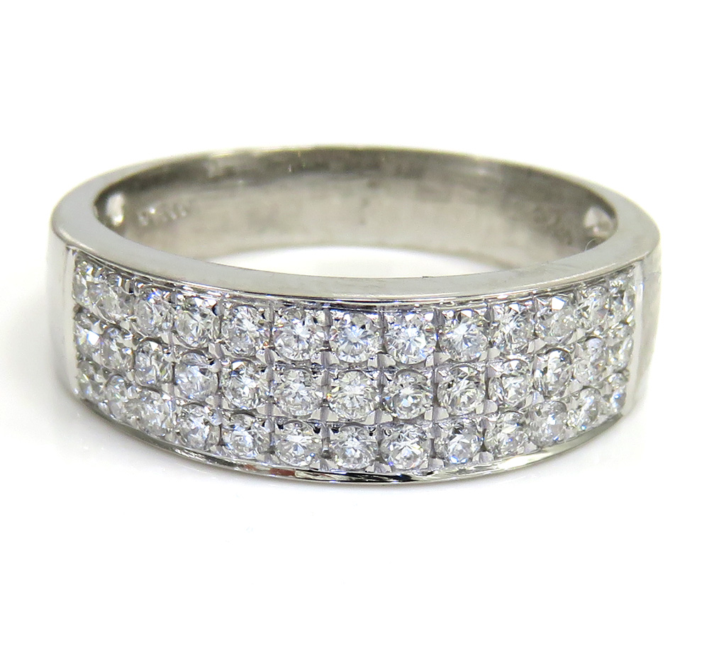 Mens 14k white gold round diamond wedding band ring 1.25ct