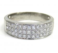 Mens 14k white gold round diamond wedding band ring 1.25ct