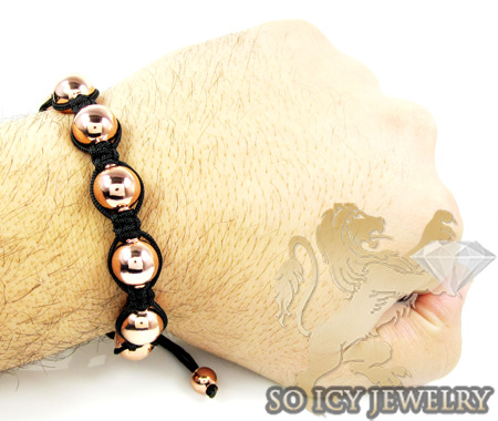 Rose sterling silver macramé smooth bead rope bracelet - Image 3