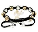 Rose & white sterling silver macramé smooth bead rope bracelet