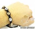 Rose & white sterling silver macramé smooth bead rope bracelet