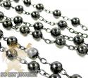 Black sterling silver rosary chain necklace 26 inches 5mm