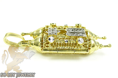 14k two tone jewish torah pendant