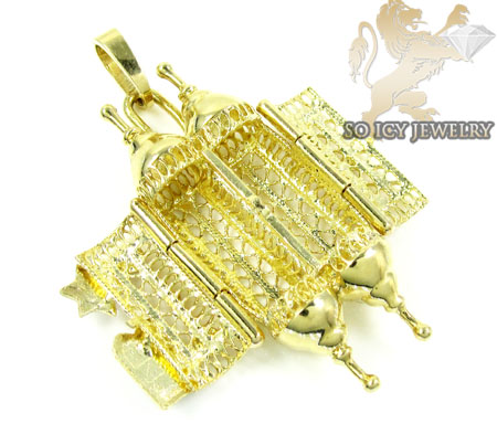 14k two tone jewish torah pendant