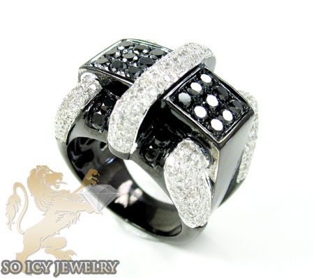 Mens 10k black gold black diamond pinky ring 2.81ct