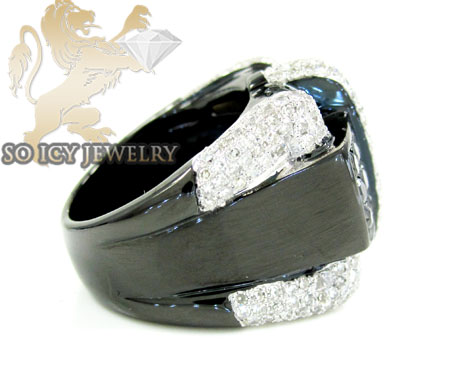 Mens 10k black gold black diamond pinky ring 2.81ct