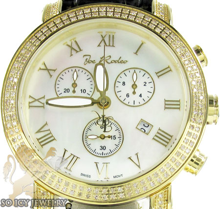 Mens joe rodeo yellow pearl classic diamond watch 1.75ct jcl23