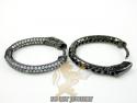 .925 black sterling silver round cz hoops 2.50ct