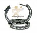 .925 black sterling silver round cz hoops 2.00ct