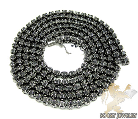 10k black gold round black 5 pointer diamond chain 15.00ct 20-30