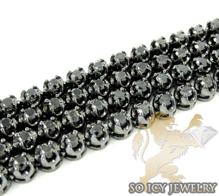 10k black gold round black 5 pointer diamond chain 15.00ct 20-30