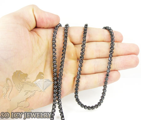 10k black gold round black 5 pointer diamond chain 15.00ct 20-30