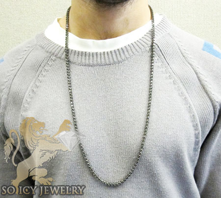 10k black gold round black 5 pointer diamond chain 15.00ct 20-30