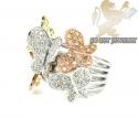 Ladies 10k three tone gold diamond butterfly ring 0.80ct