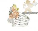 Ladies 10k three tone gold diamond butterfly ring 0.80ct