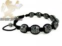 10k black gold black & white diamond macramé smooth bead rope bracelet 15.17ct