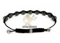 10k black gold black & white diamond macramé smooth bead rope bracelet 15.17ct