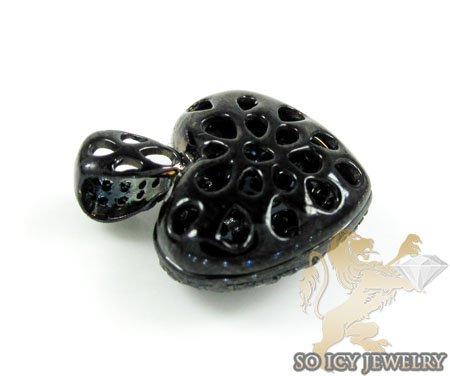 14k black gold black diamond heart pendant 1.10ct