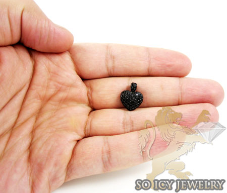 14k black gold black diamond heart pendant 1.10ct