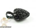 14k black gold black diamond heart pendant 1.10ct