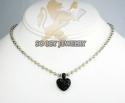 14k black gold black diamond heart pendant 1.10ct