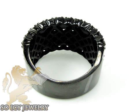 Mens black sterling silver black diamond cluster ring 6.00ct