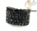 Mens black sterling silver black diamond cluster ring 6.00ct