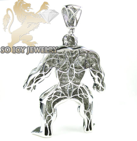 Hulk 10k white gold green & blue diamond pendant 28.15ct