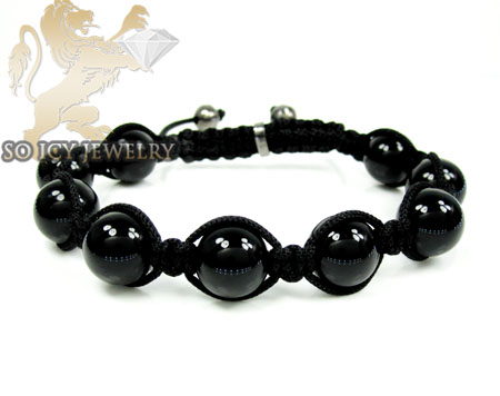 Macramé black onyx smooth rope bracelet