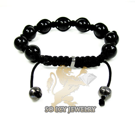 Macramé black onyx smooth rope bracelet - Image 4