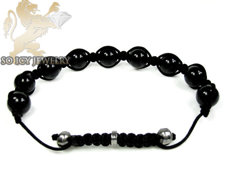 Macramé black onyx smooth rope bracelet